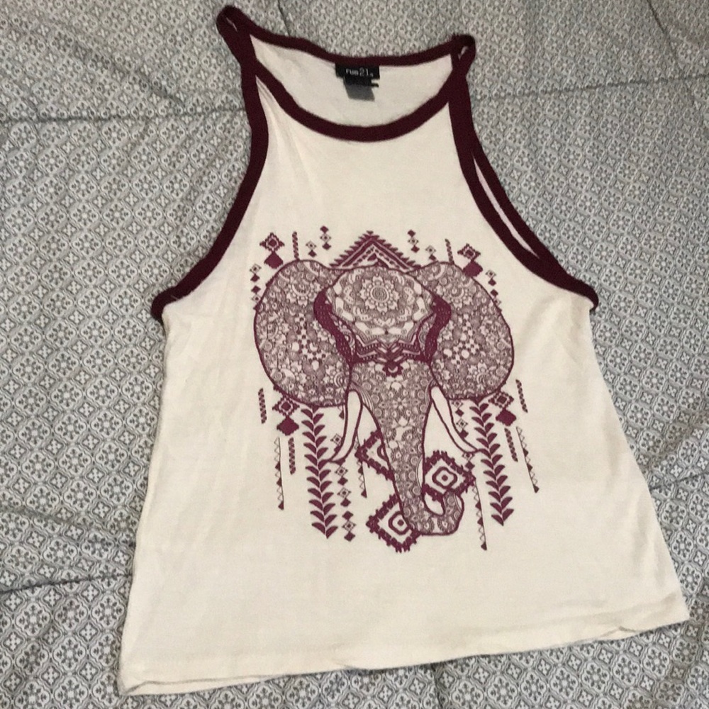 Burgundy/cream color, crop top size Small